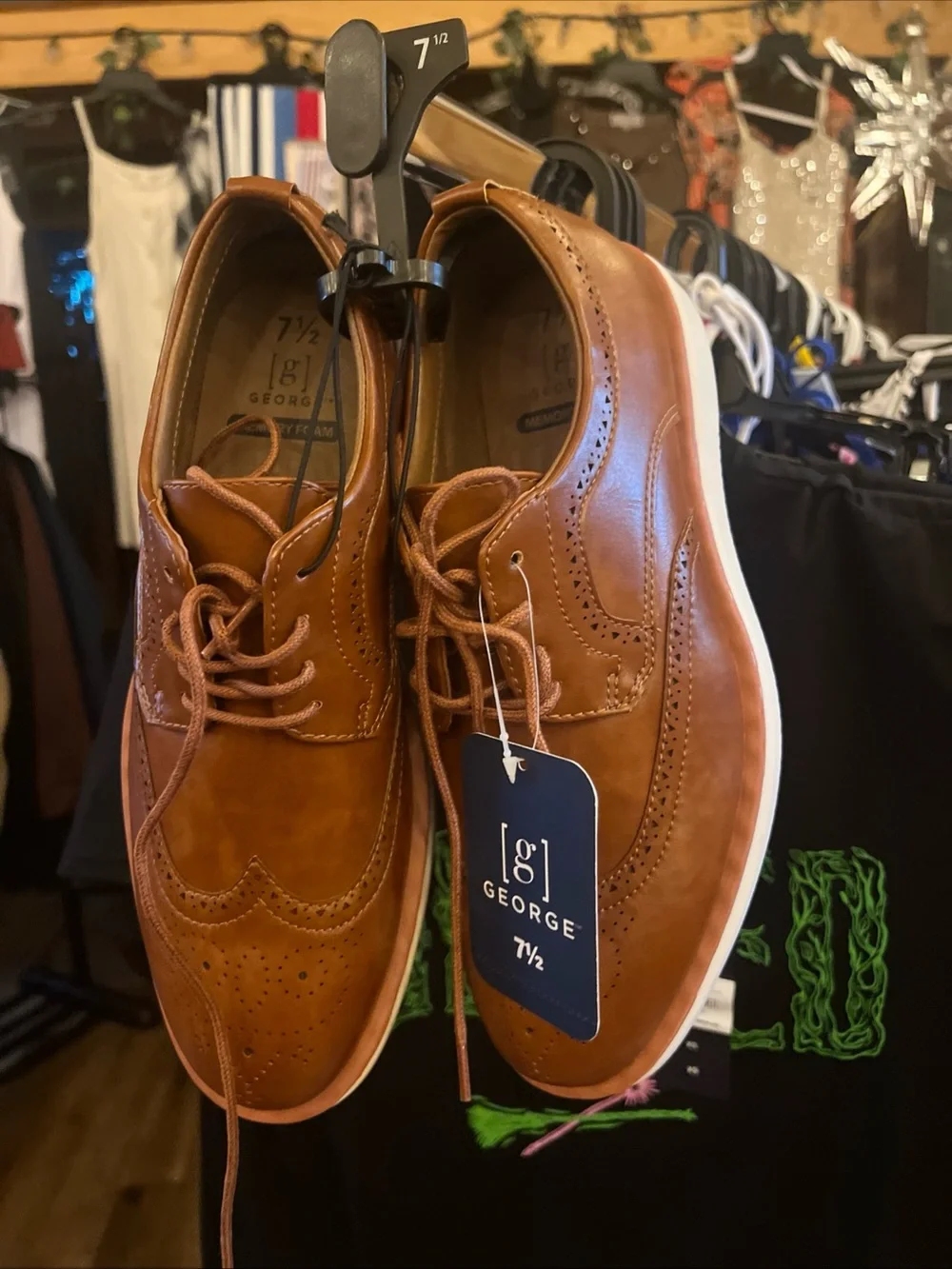 George Men's Brown Wingtip Derby Oxfords